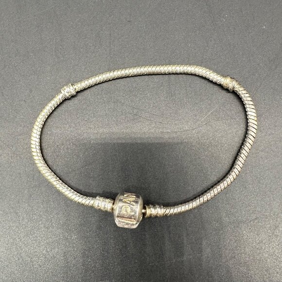 Pandora Snake Chain Bracelet Silver Tone Classic Design For Charms Beads 7 Inch - Picture 2 of 9